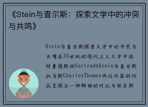 《Stein与查尔斯：探索文学中的冲突与共鸣》